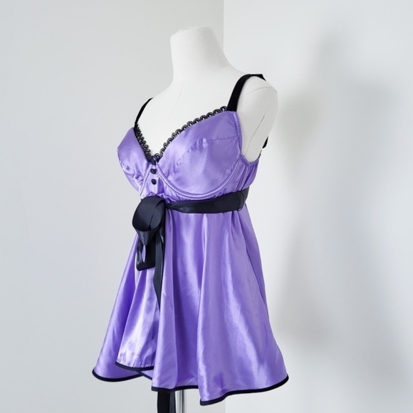 *Free With Purchase* Lilac camisole bra corset satin lace support satin negligee - Picture 5 of 8